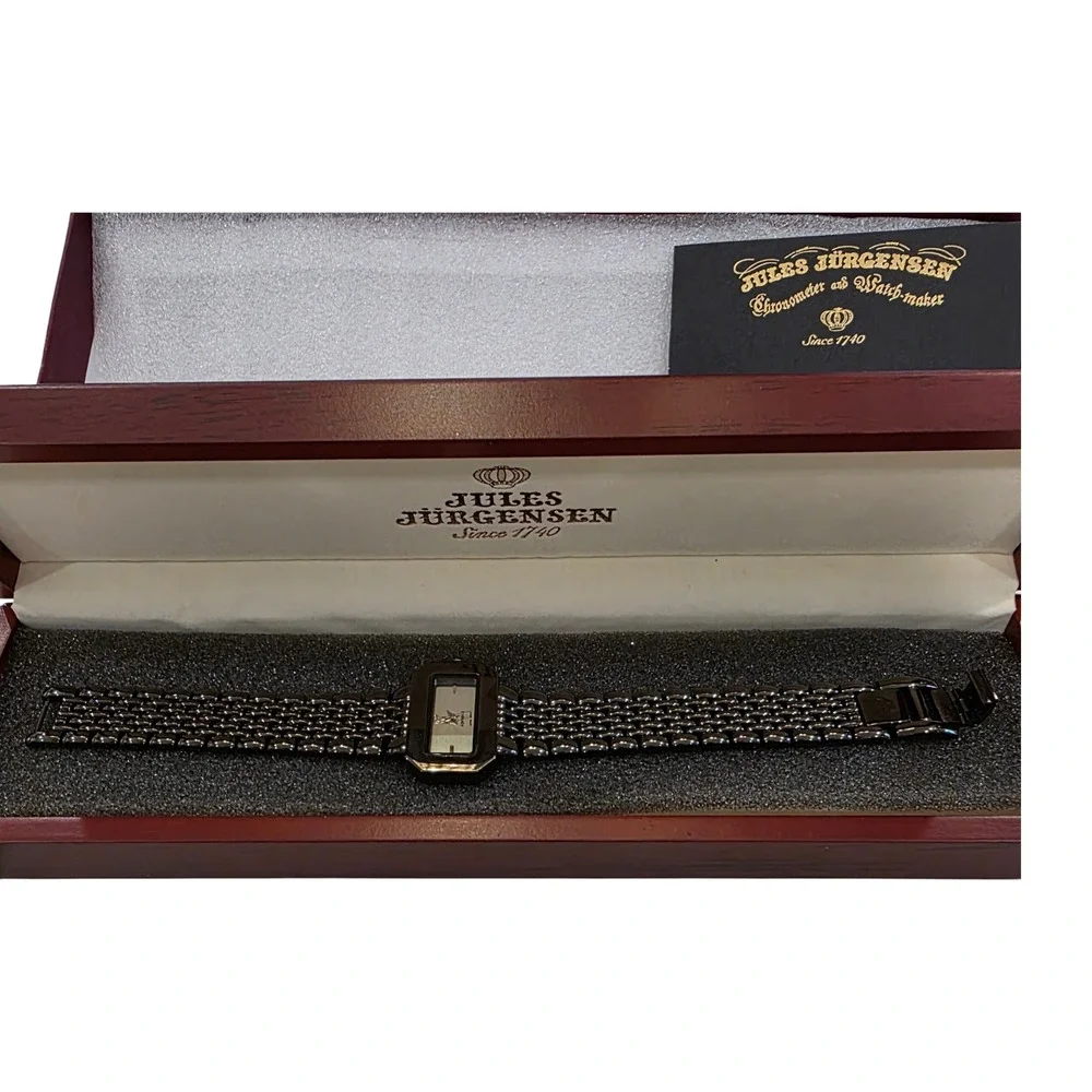 NEW Jules Jurgensen Chronometer Quartz‎  Watch Black Stainless Steel Bracelet